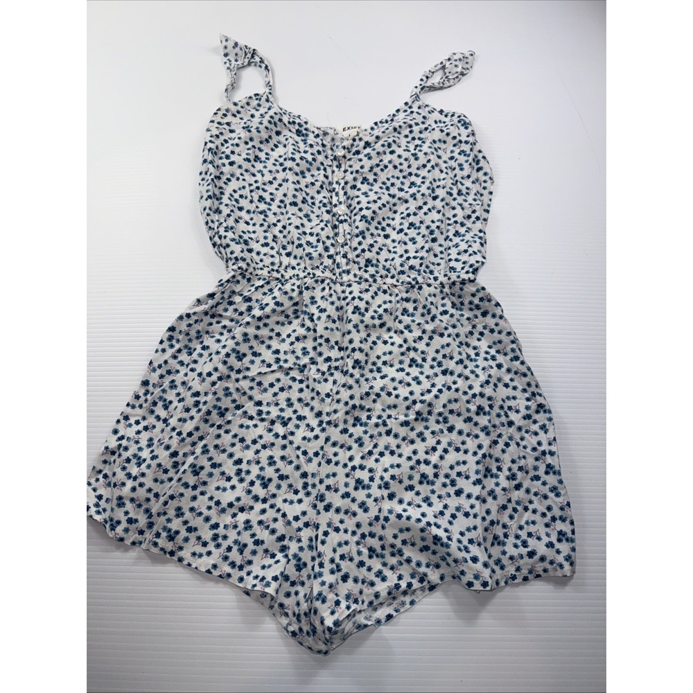 Exist Romper Shorts Womens Blue Floral Sleeveless Size Medium